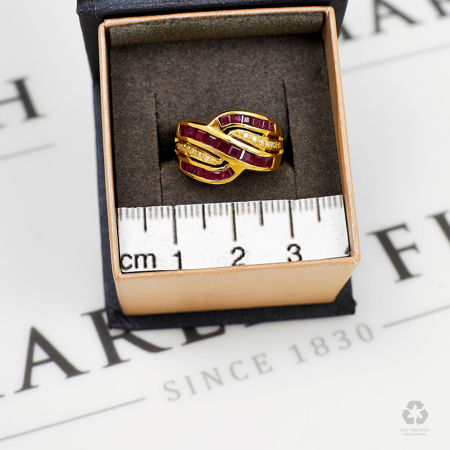 Pre-Owned 18ct Gold Diamond & Glass Filled Ruby Ring