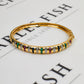 Pre-Owned 9ct Gold Gemstone Hinged Bangle