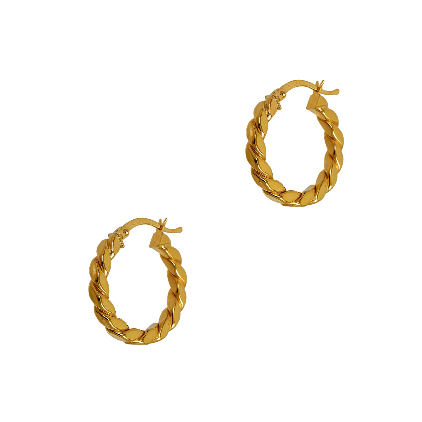 Pre-Owned 14ct Gold Twist Creole Hoop Earrings