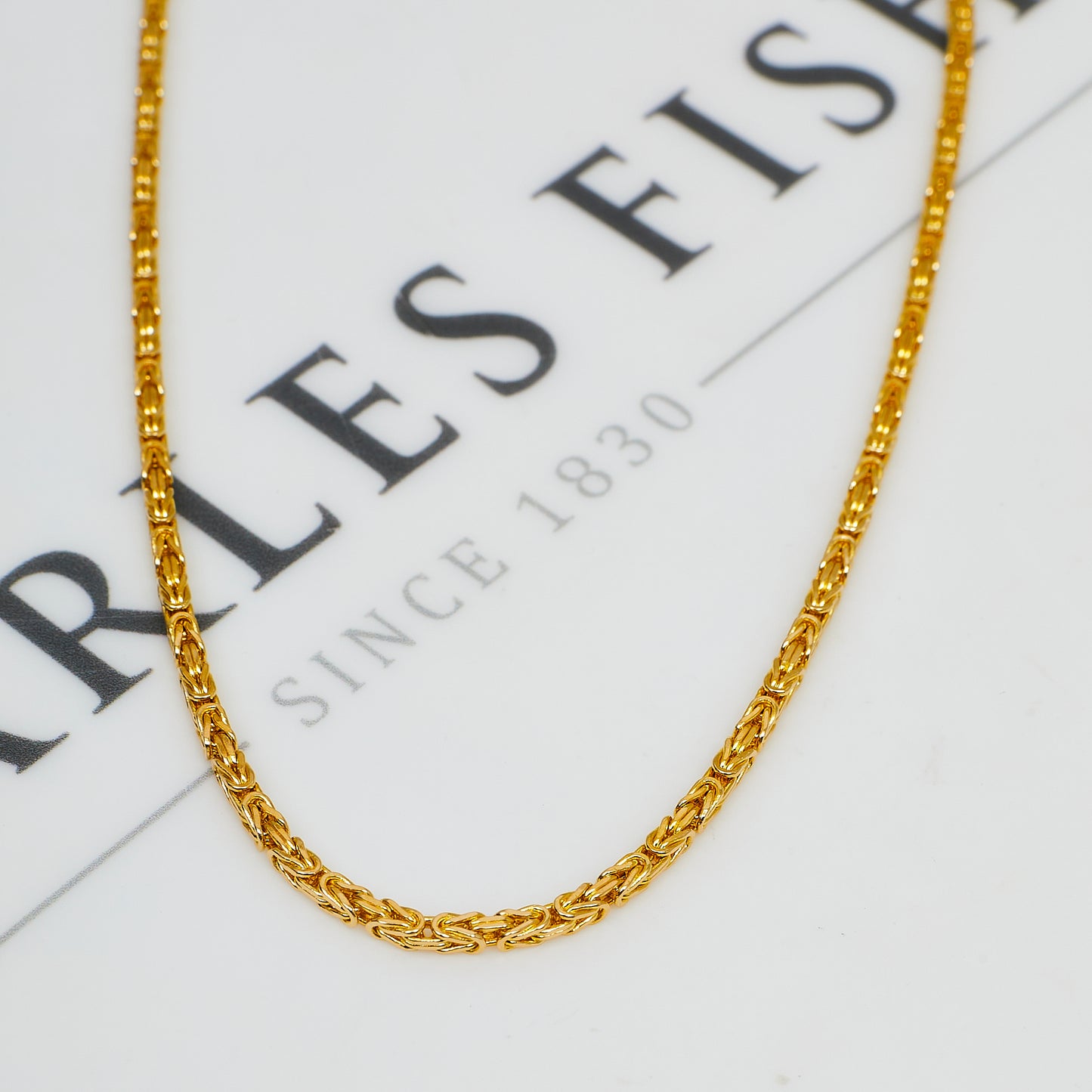 Pre-Owned 14ct Gold Square Byzantine Chain Necklace 16 Inch