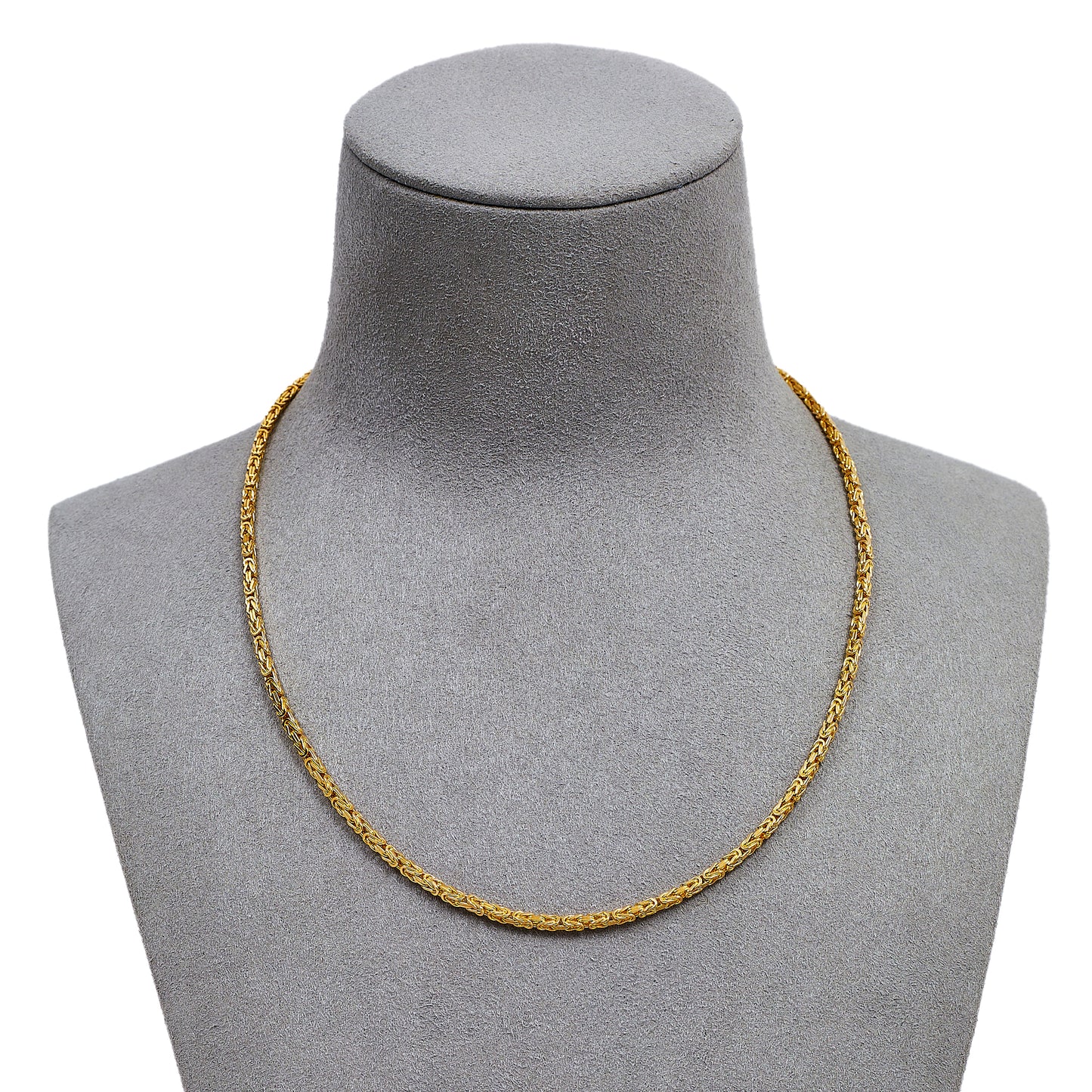 Pre-Owned 14ct Gold Square Byzantine Chain Necklace 16 Inch