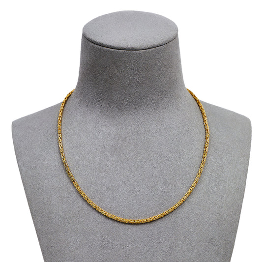 Pre-Owned 14ct Gold Square Byzantine Chain Necklace 16 Inch