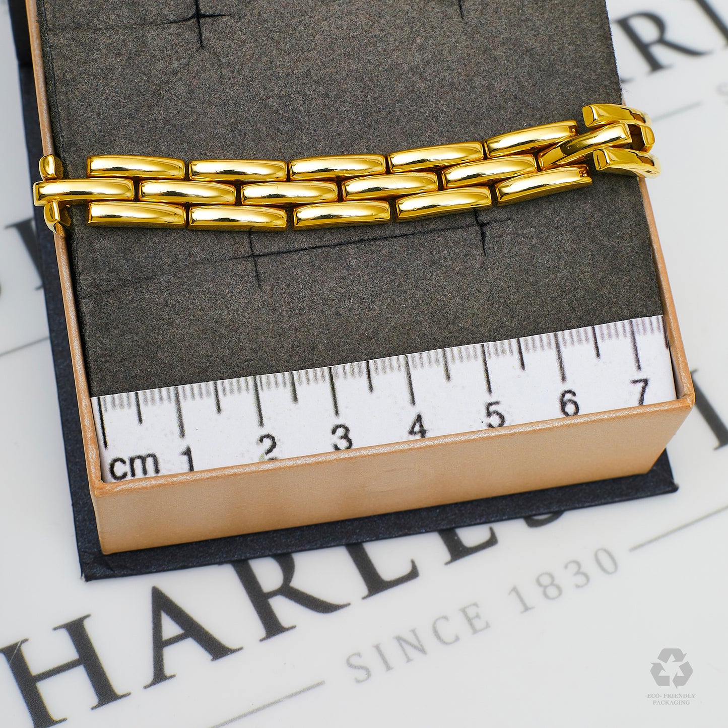 Pre-Owned 18ct Gold Brick Design Bracelet 7.5 Inch