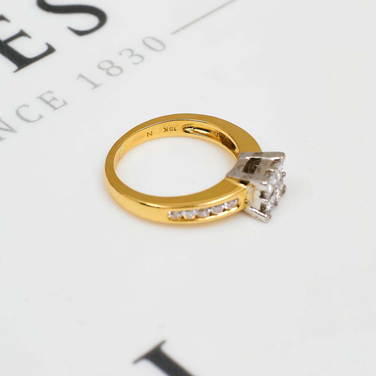 Pre-Owned 18ct Gold Princess Cut Diamond Ring Size M