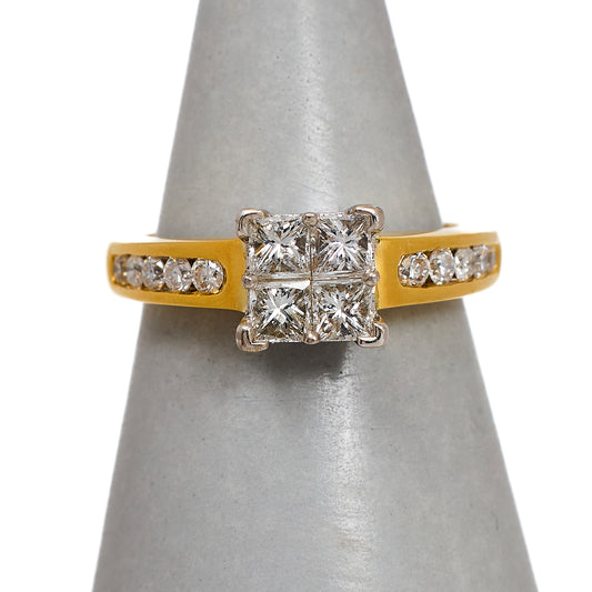 Pre-Owned 18ct Gold Princess Cut Diamond Ring Size M