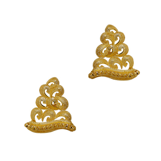 Pre-Owned 18ct Gold Matte Swirl Design Earrings