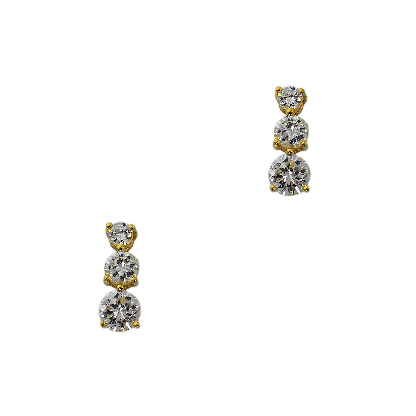 Pre-Owned 9ct Gold 3 CZ Stud Earrings