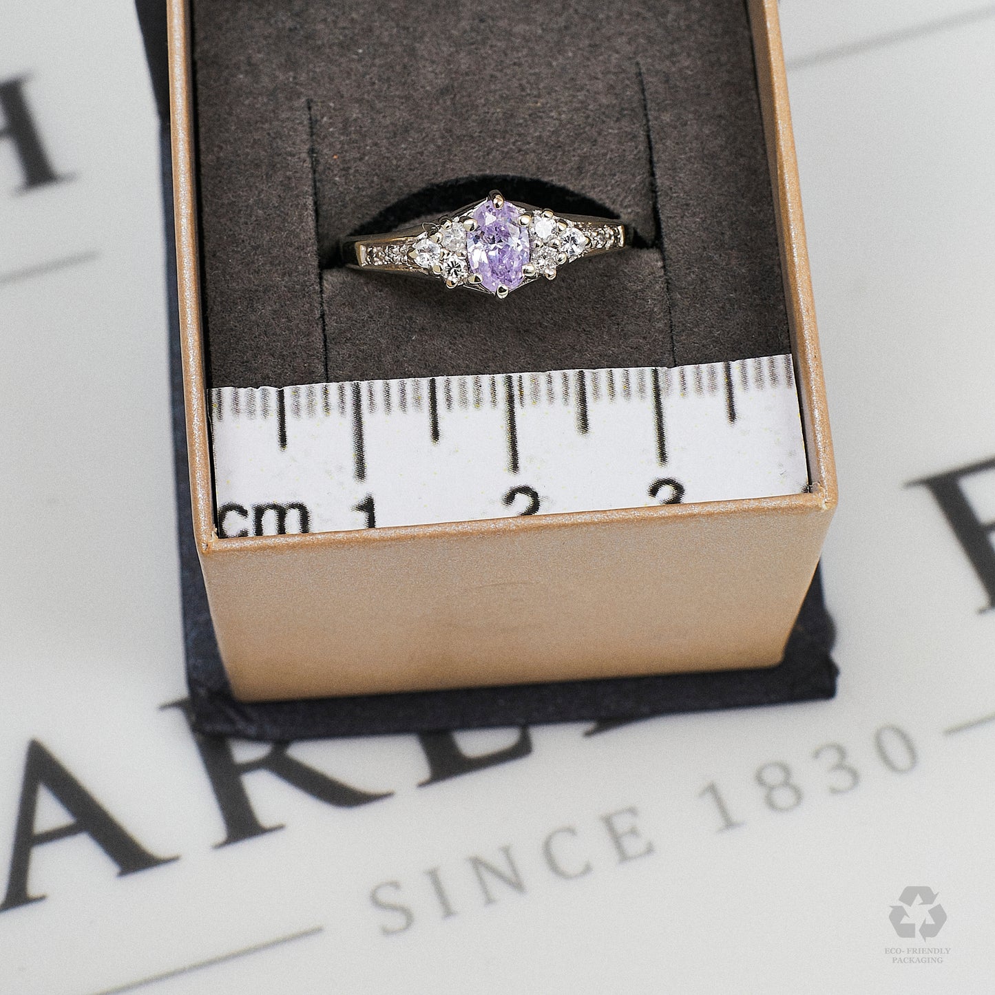 Pre-Owned 9ct White Gold Lavender CZ Dress Ring Size O.5
