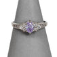 Pre-Owned 9ct White Gold Lavender CZ Dress Ring Size O.5