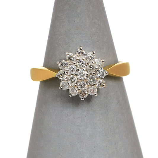 Pre-Owned 18ct Gold Diamond Cluster Ring Size M