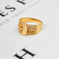 Pre-Owned 9ct Gold 3 Row Shot & Buckle Ring Size U