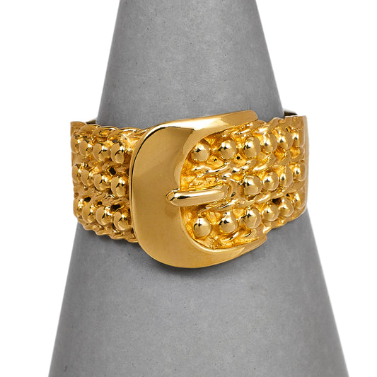 Pre-Owned 9ct Gold 3 Row Shot & Buckle Ring Size U