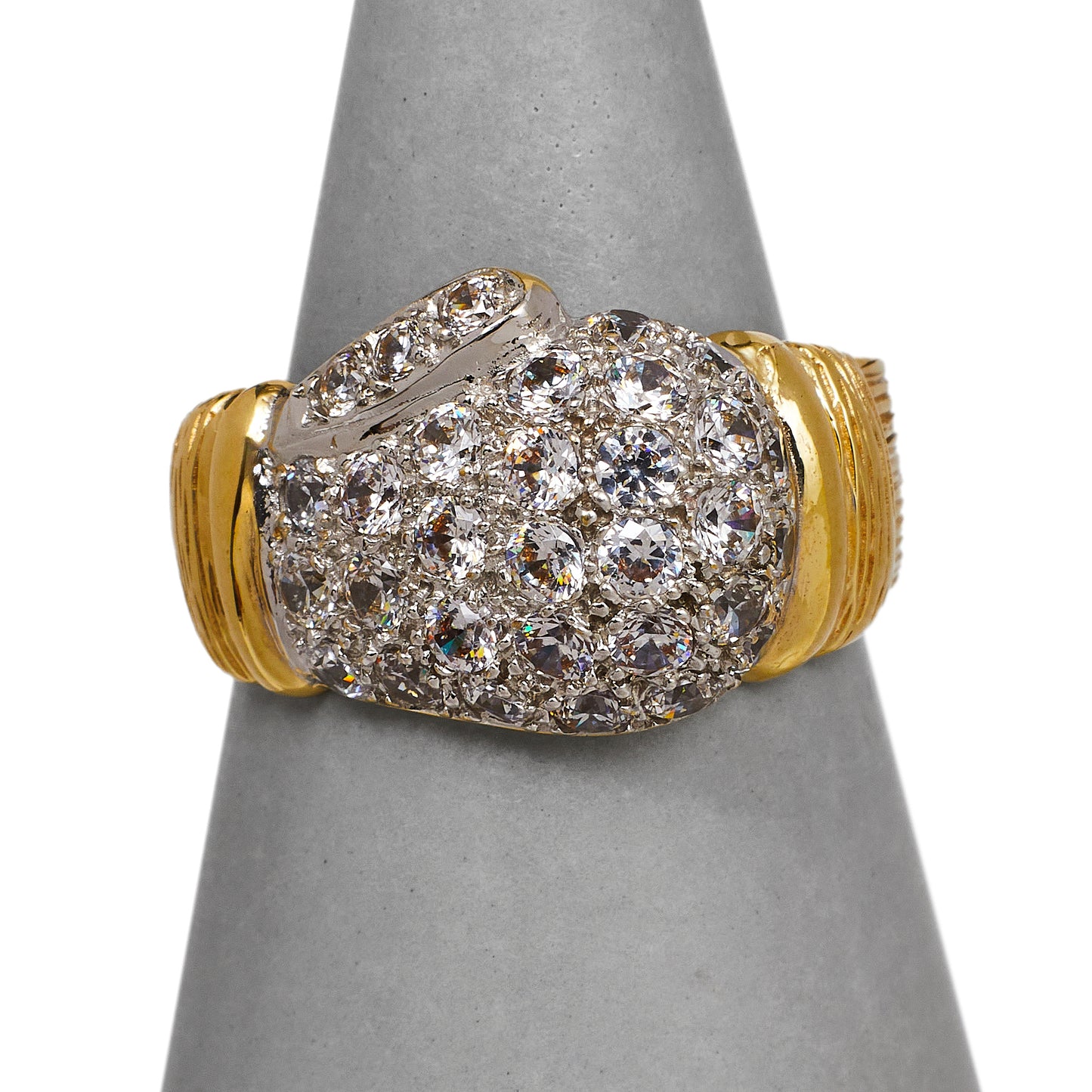 Pre-Owned 9ct Gold CZ Boxing Glove Ring Size Q.5