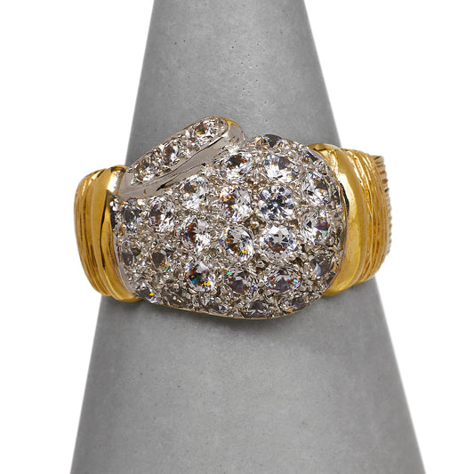 Pre-Owned 9ct Gold CZ Boxing Glove Ring Size Q.5