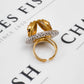 Pre-Owned 18ct Gold 2 Tone Amethyst & Quartz Art Ring Size R