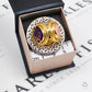 Pre-Owned 18ct Gold 2 Tone Amethyst & Quartz Art Ring Size R