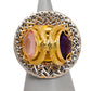 Pre-Owned 18ct Gold 2 Tone Amethyst & Quartz Art Ring Size R
