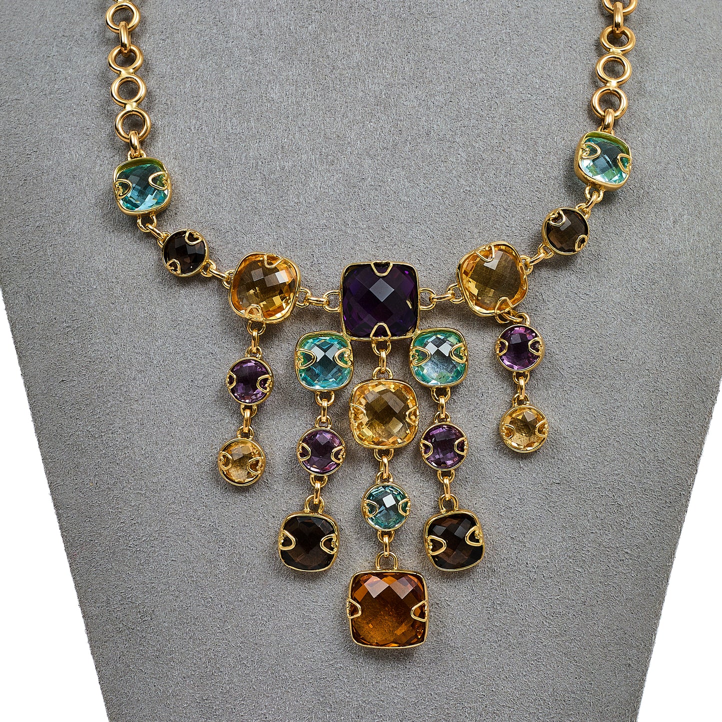 Pre-Owned 18ct Gold Multi Gemstone Collar Necklace 16 Inch