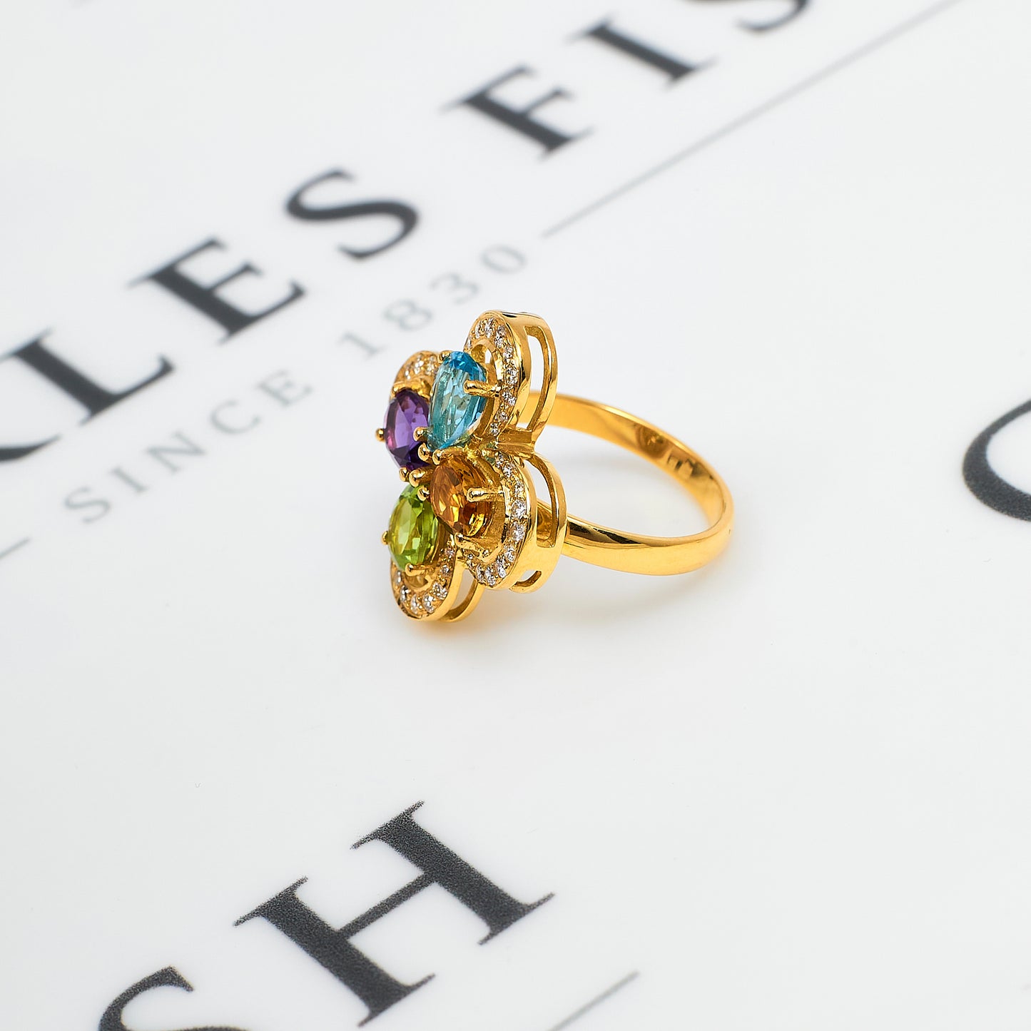Pre-Owned 18ct Gold Gemstone Ring & Earrings SET