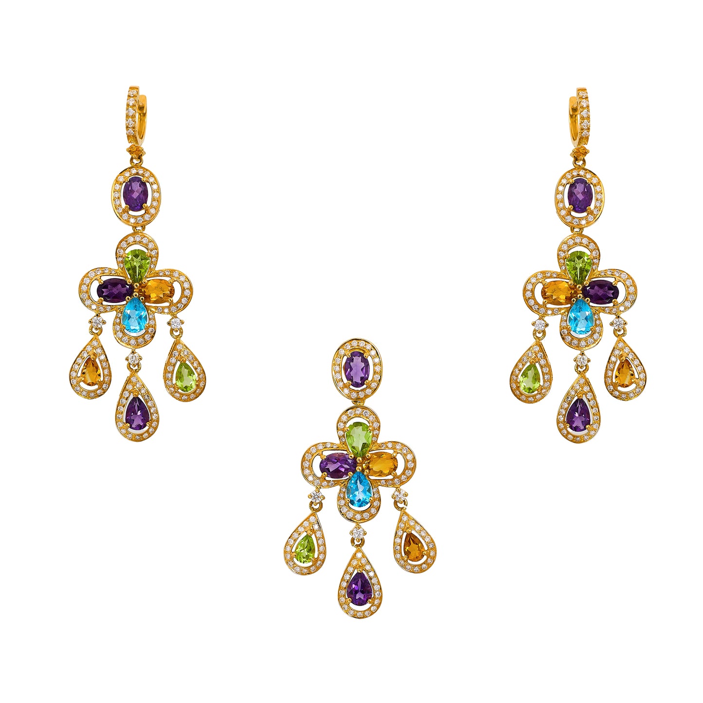 Pre-Owned 18ct Gold Diamond & Gemstone Jewellery SET