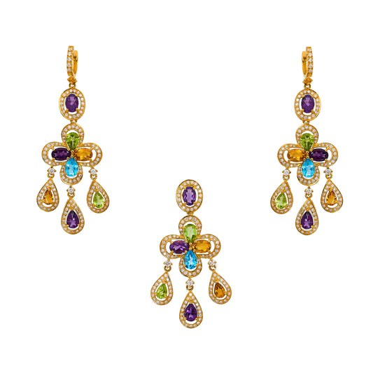 Pre-Owned 18ct Gold Diamond & Gemstone Jewellery SET