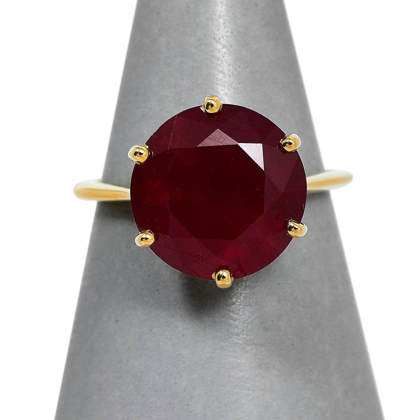 Pre-Owned 9ct Gold Round Synthetic Stone Dress Ring Size O