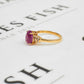 Pre-Owned 9ct Gold Glass Filled Pink Sapphire & Diamond Ring