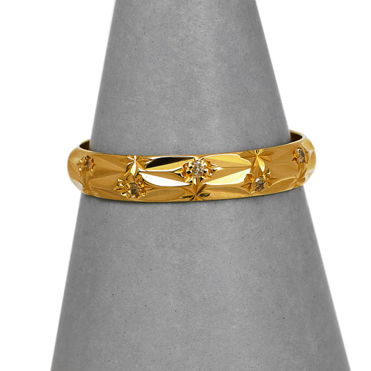 Pre-Owned 18ct Gold 5 Diamond Wedding Band Ring Size Q