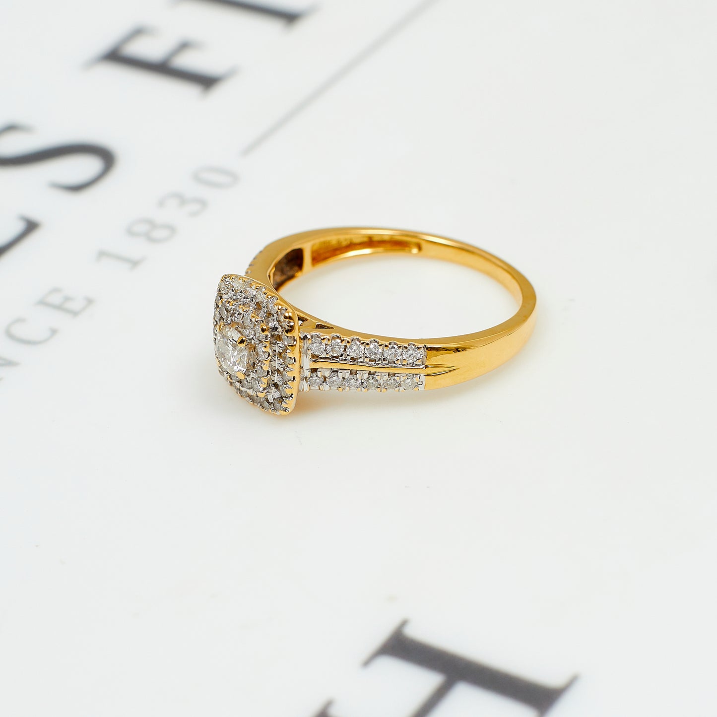 Pre-Owned 18ct Gold Square Diamond Cluster Ring Size S