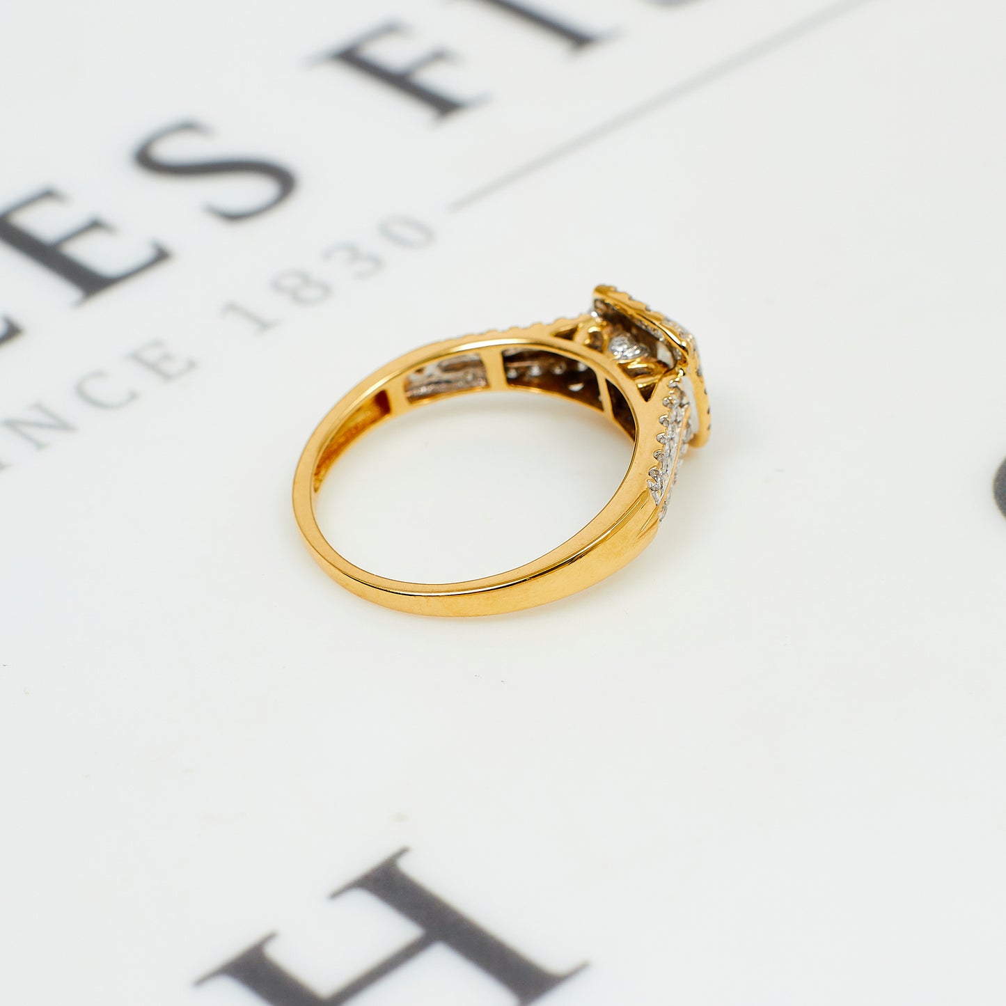 Pre-Owned 18ct Gold Square Diamond Cluster Ring Size S