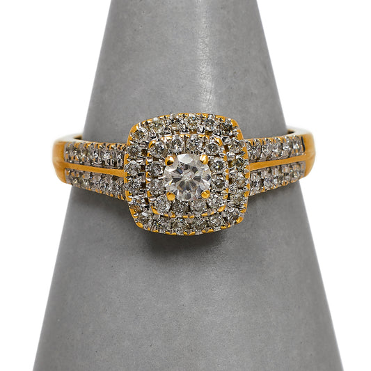 Pre-Owned 18ct Gold Square Diamond Cluster Ring Size S