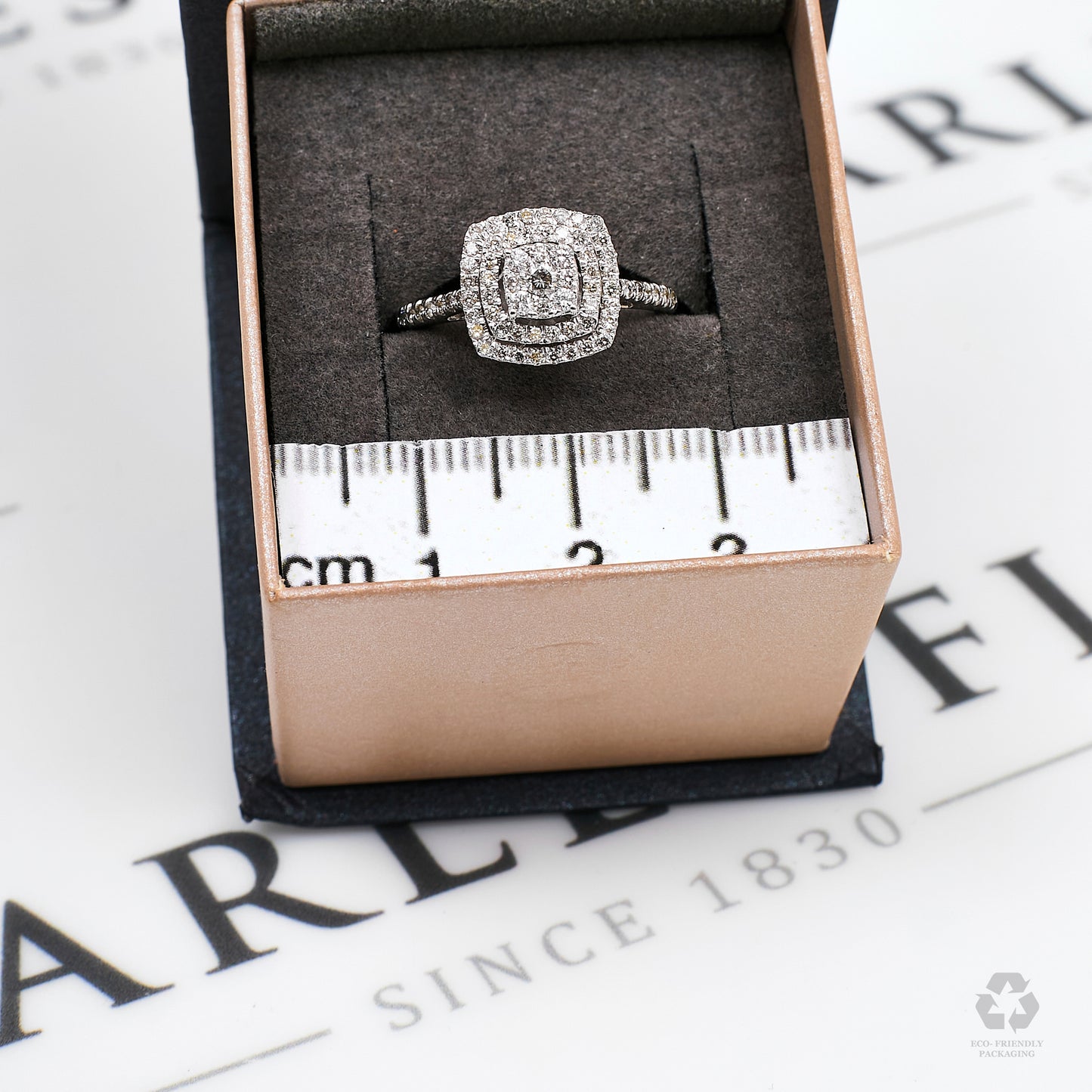 Pre-Owned 9ct White Gold Square Diamond Cluster Ring Size L