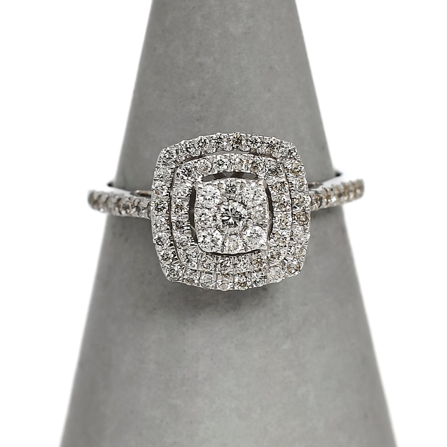 Pre-Owned 9ct White Gold Square Diamond Cluster Ring Size L