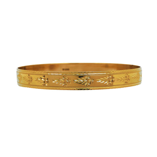 Pre-Owned 9ct Gold Leaf Design Bangle