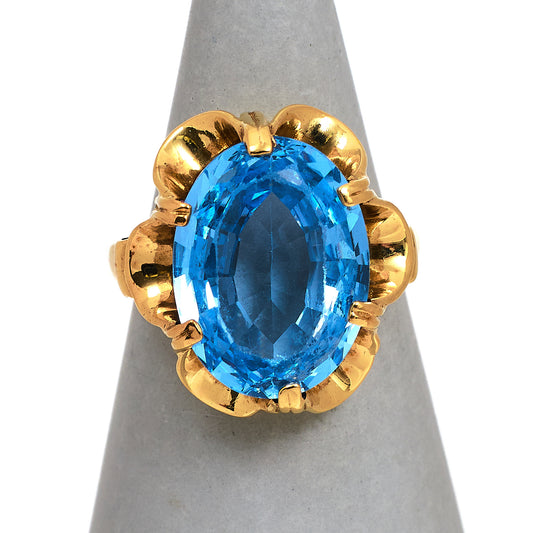 Pre-Owned 9ct Gold Oval Synthetic Stone Ring Size M