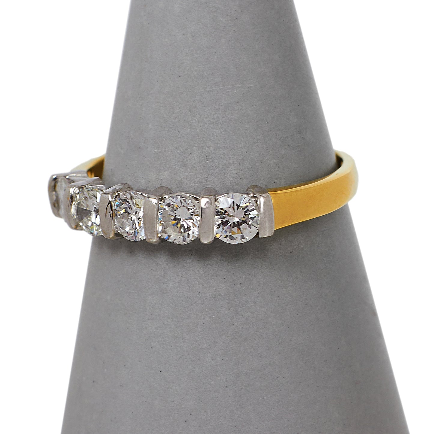 Pre-Owned 18ct Gold 5 Diamond Ring Size Q.5