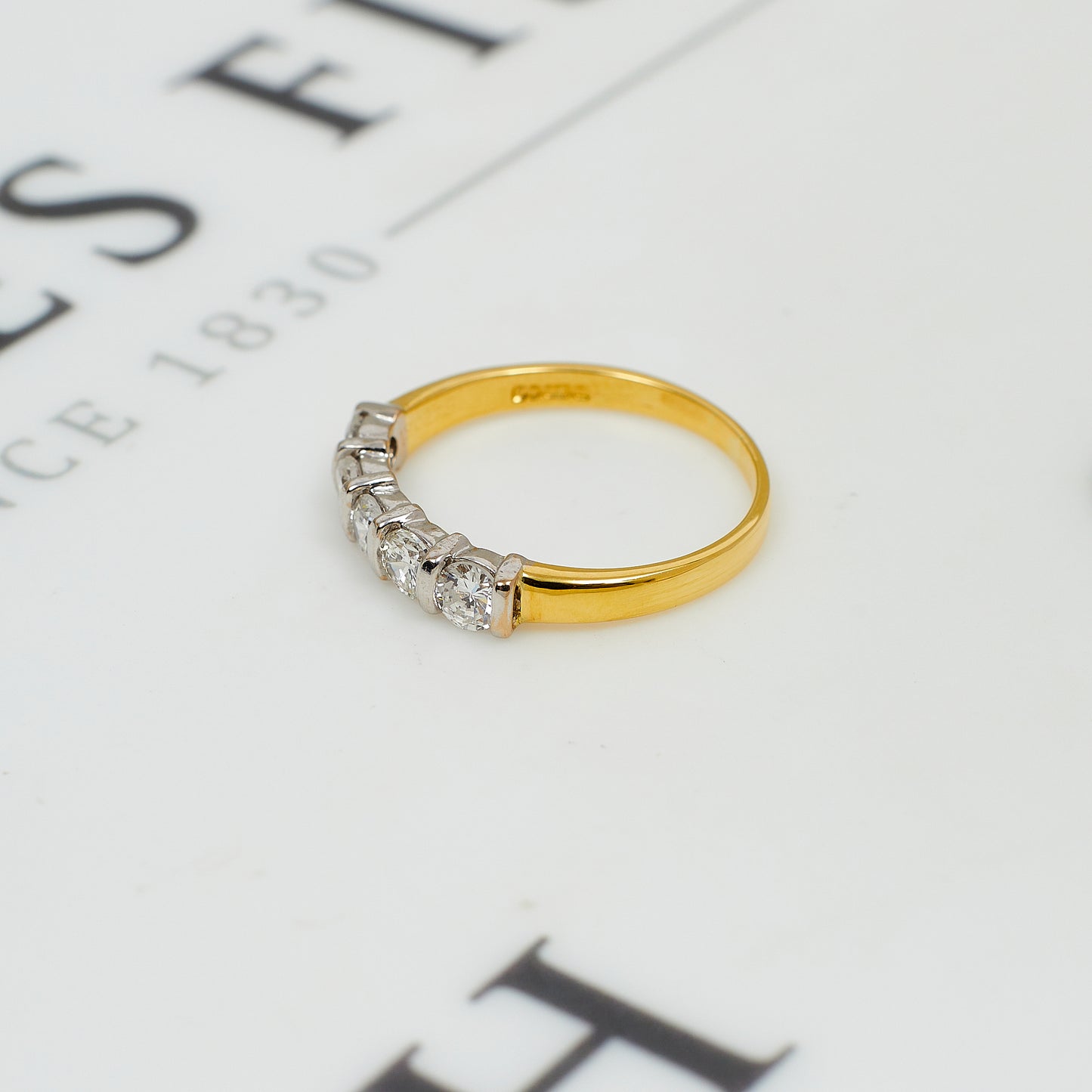 Pre-Owned 18ct Gold 5 Diamond Ring Size Q.5