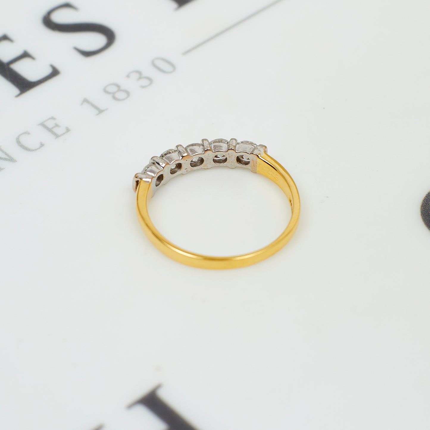 Pre-Owned 18ct Gold 5 Diamond Ring Size Q.5