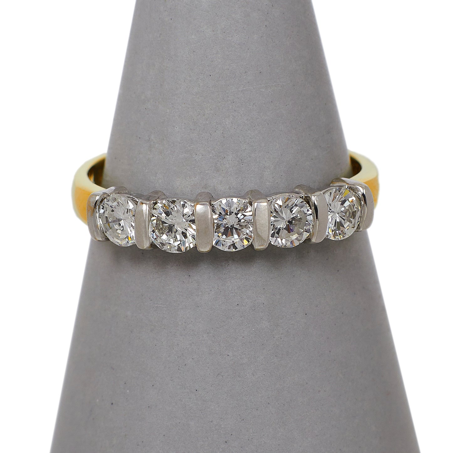 Pre-Owned 18ct Gold 5 Diamond Ring Size Q.5