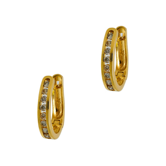 Pre-Owned 9ct Gold Diamond Hinged Earrings