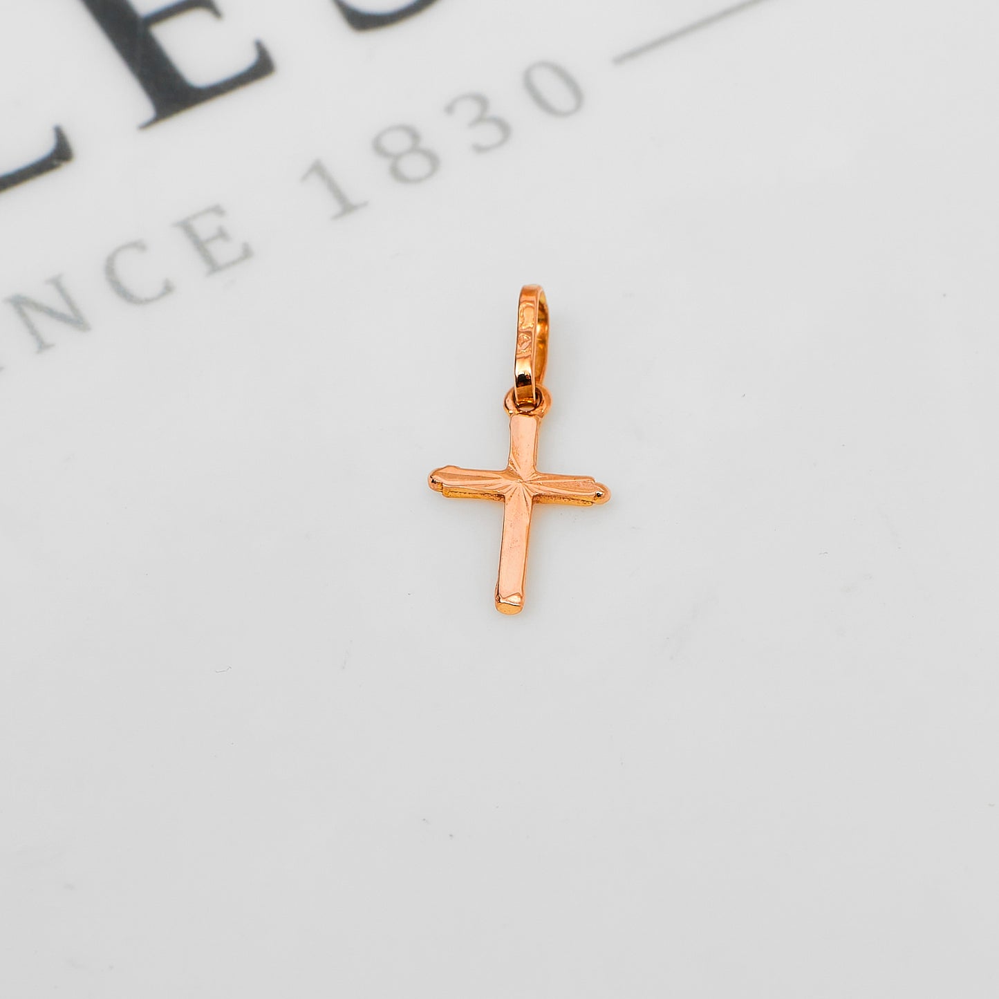 Pre-Owned 14ct Rose Gold Cross Pendant Petite
