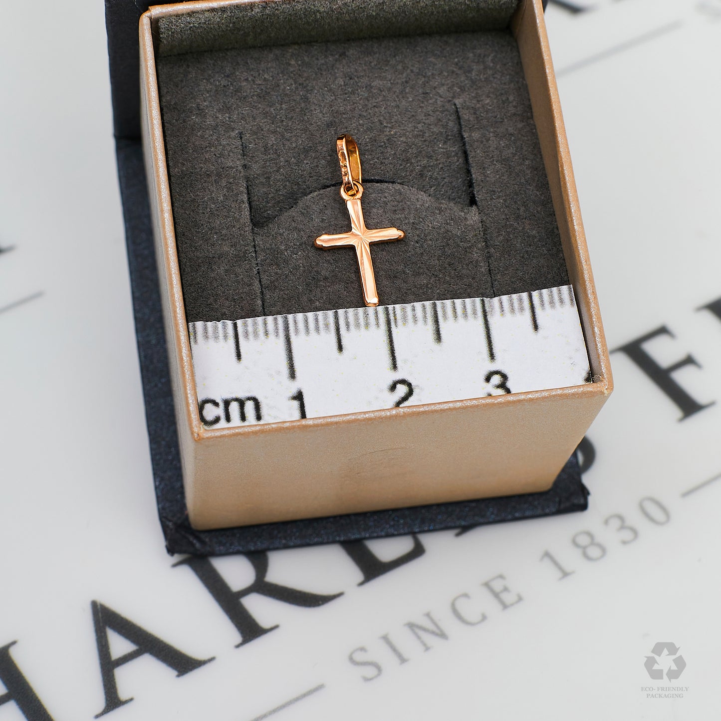 Pre-Owned 14ct Rose Gold Cross Pendant Petite