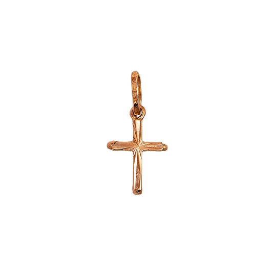 Pre-Owned 14ct Rose Gold Cross Pendant Petite
