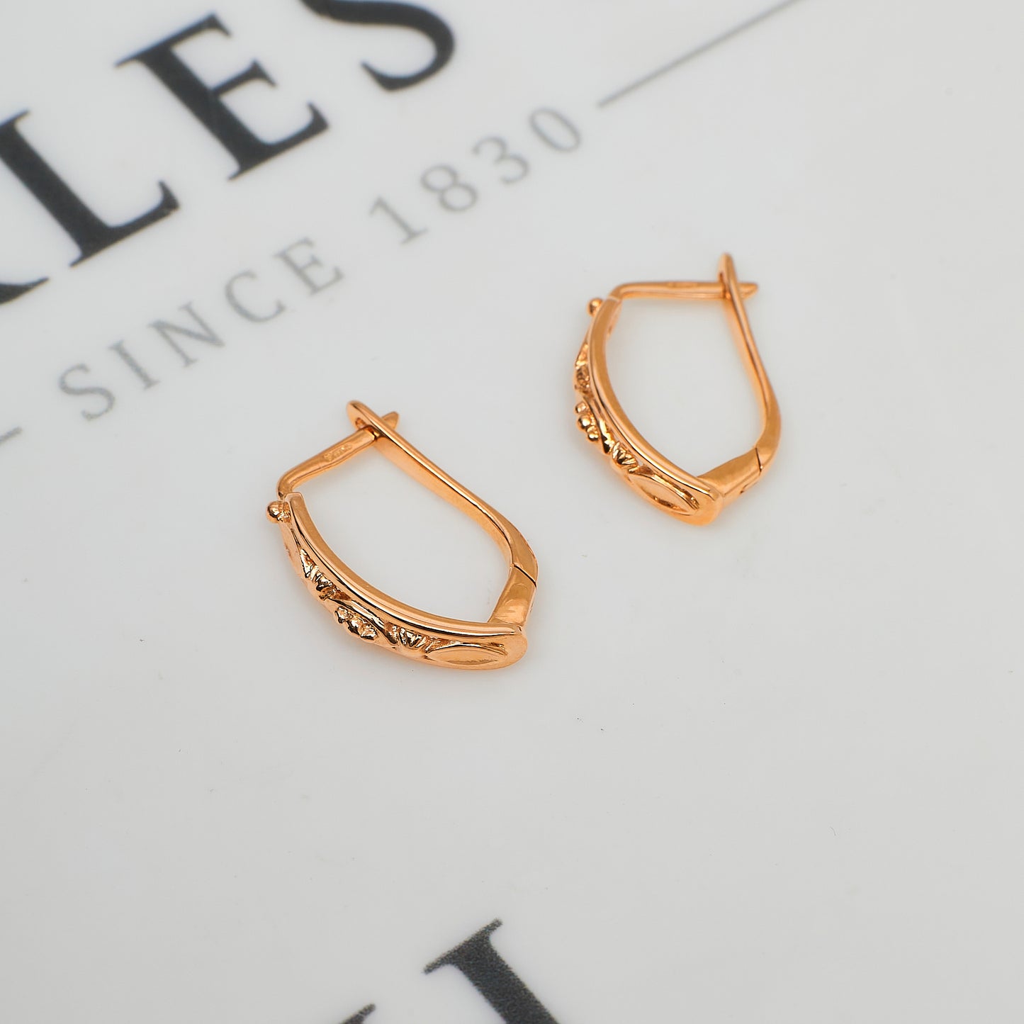Pre-Owned 14ct Rose Gold Hinged Earrings