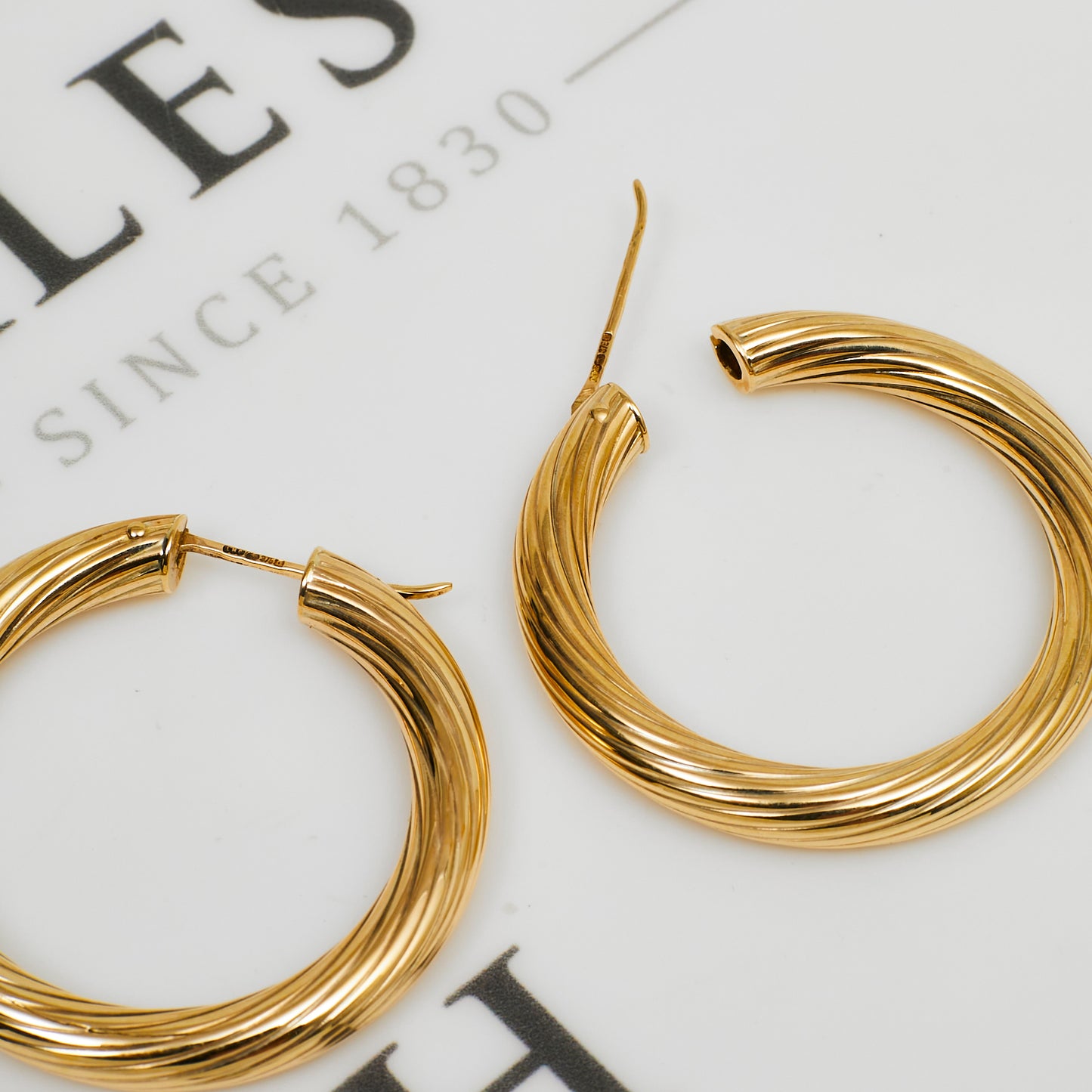 Pre-Owned 9ct Gold Twist Creole Hoop Earrings
