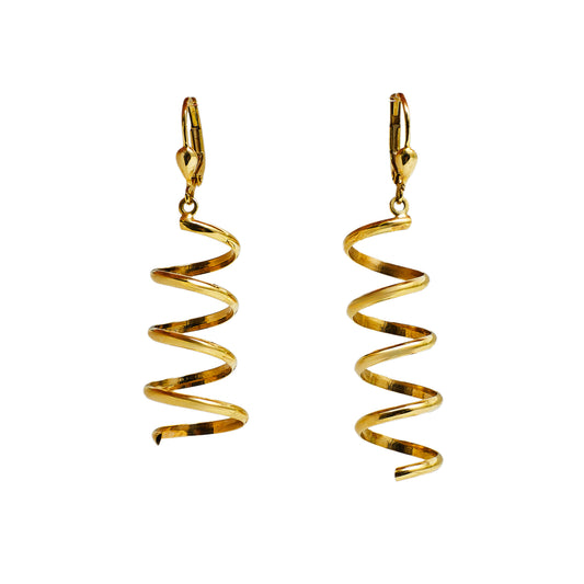 Pre-Owned 9ct Gold Spiral Drop Earrings