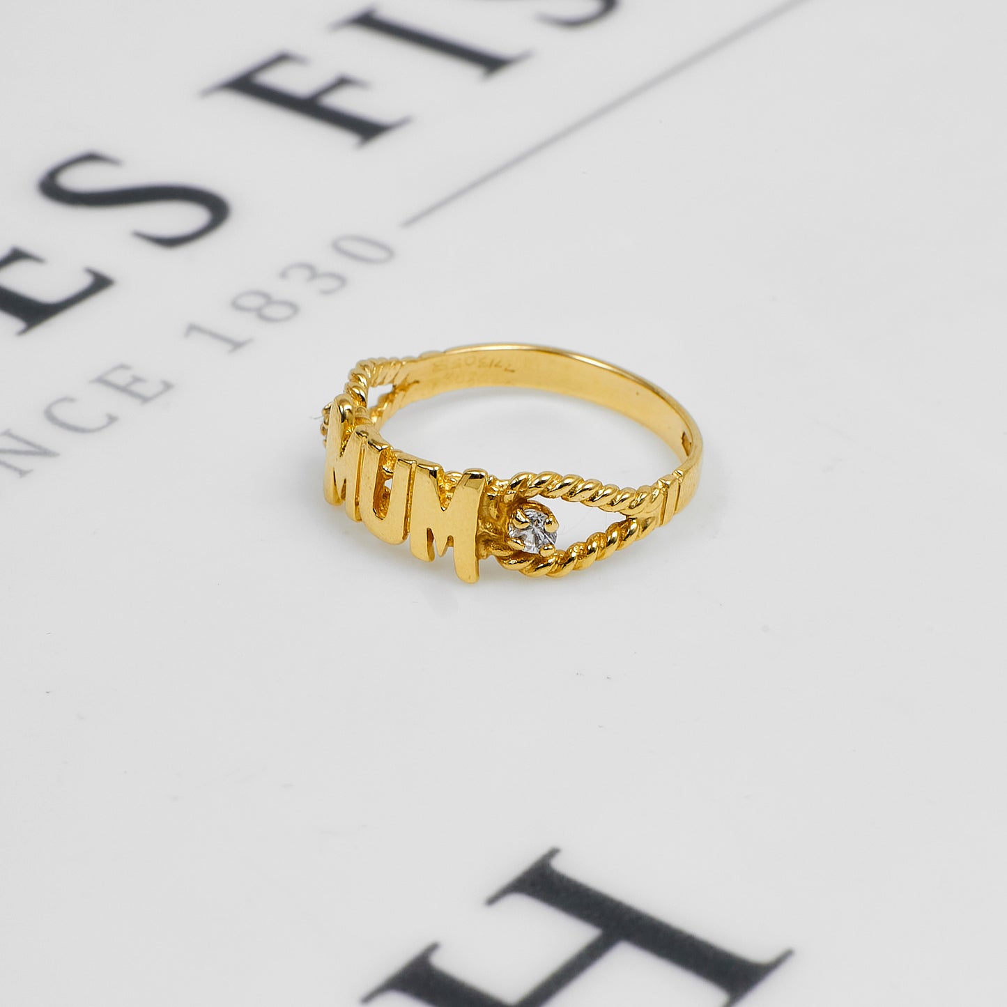 Pre-Owned 9ct Gold CZ MUM Cherish Ring Size O.5