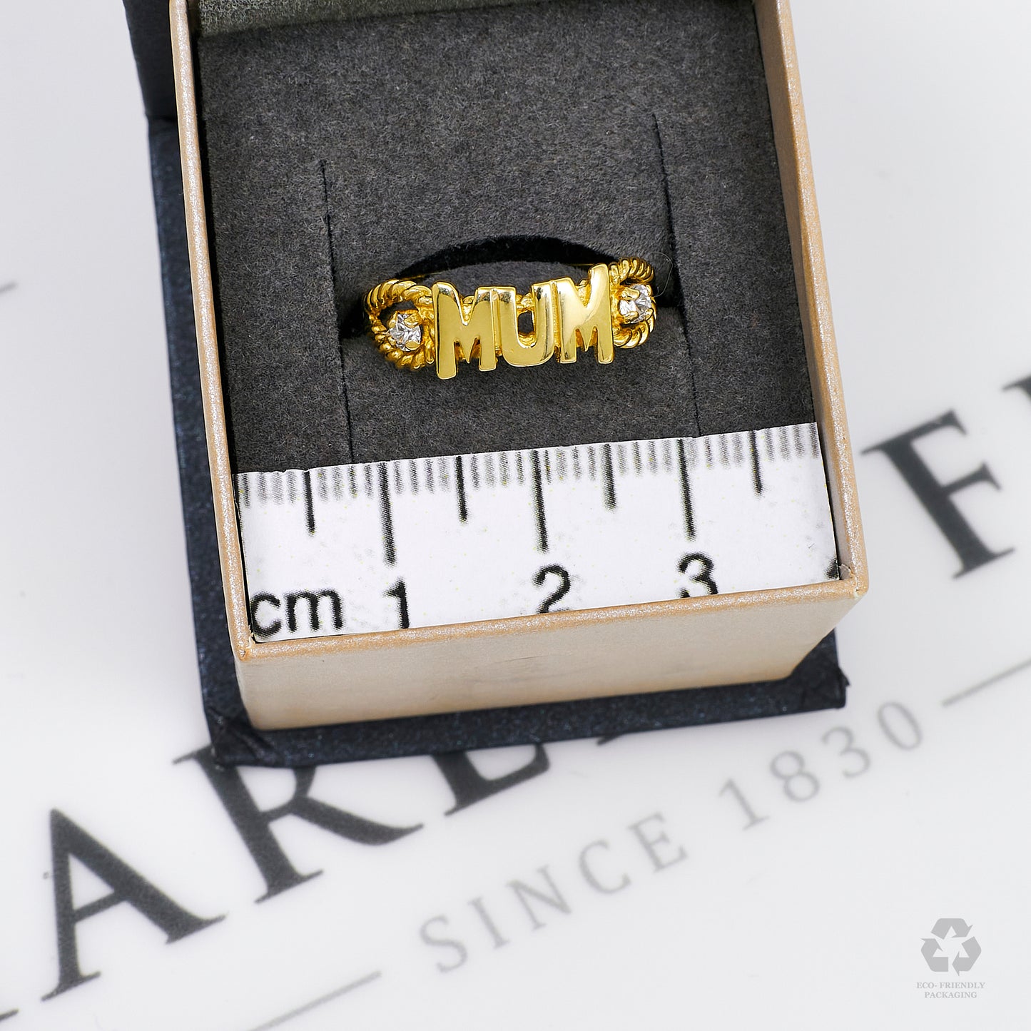 Pre-Owned 9ct Gold CZ MUM Cherish Ring Size O.5