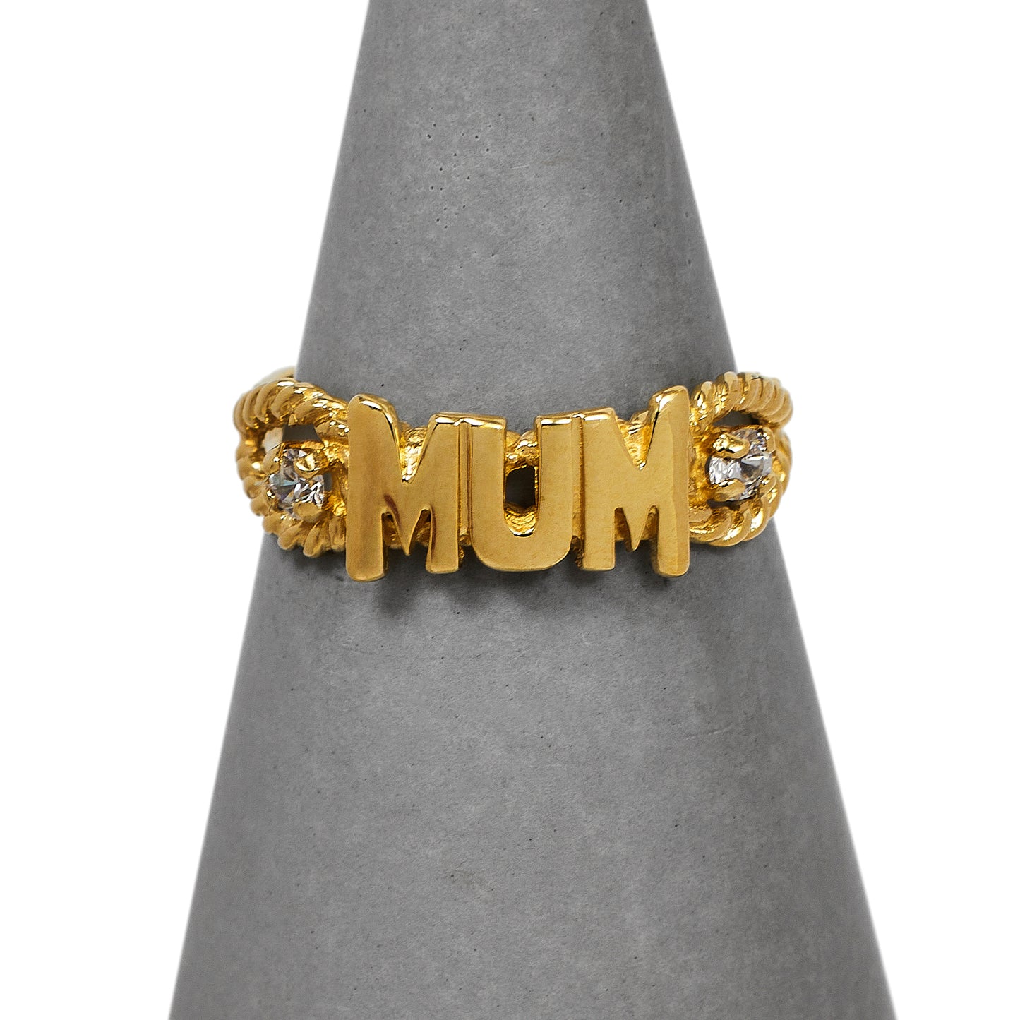 Pre-Owned 9ct Gold CZ MUM Cherish Ring Size O.5