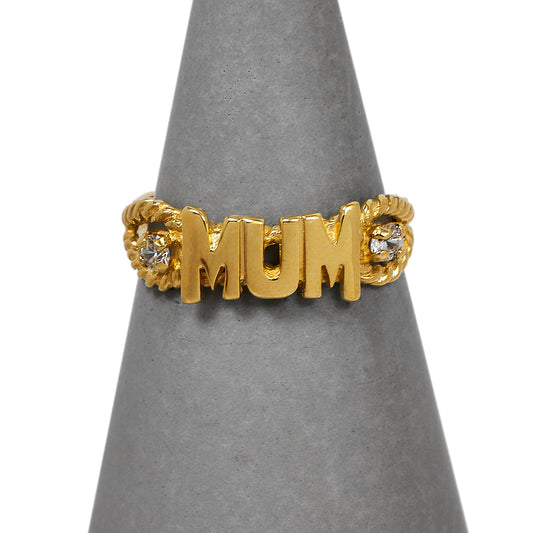 Pre-Owned 9ct Gold CZ MUM Cherish Ring Size O.5
